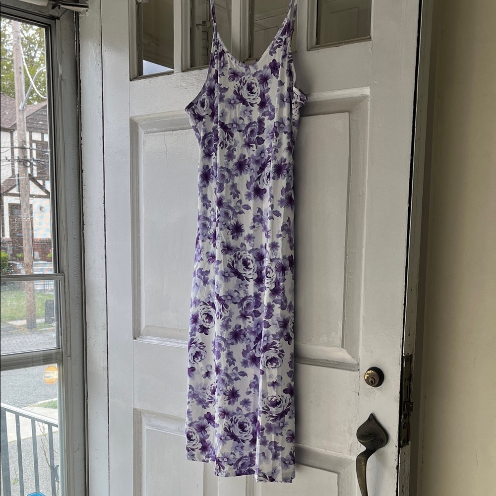 Purple  and White Floral Maxi Dress
